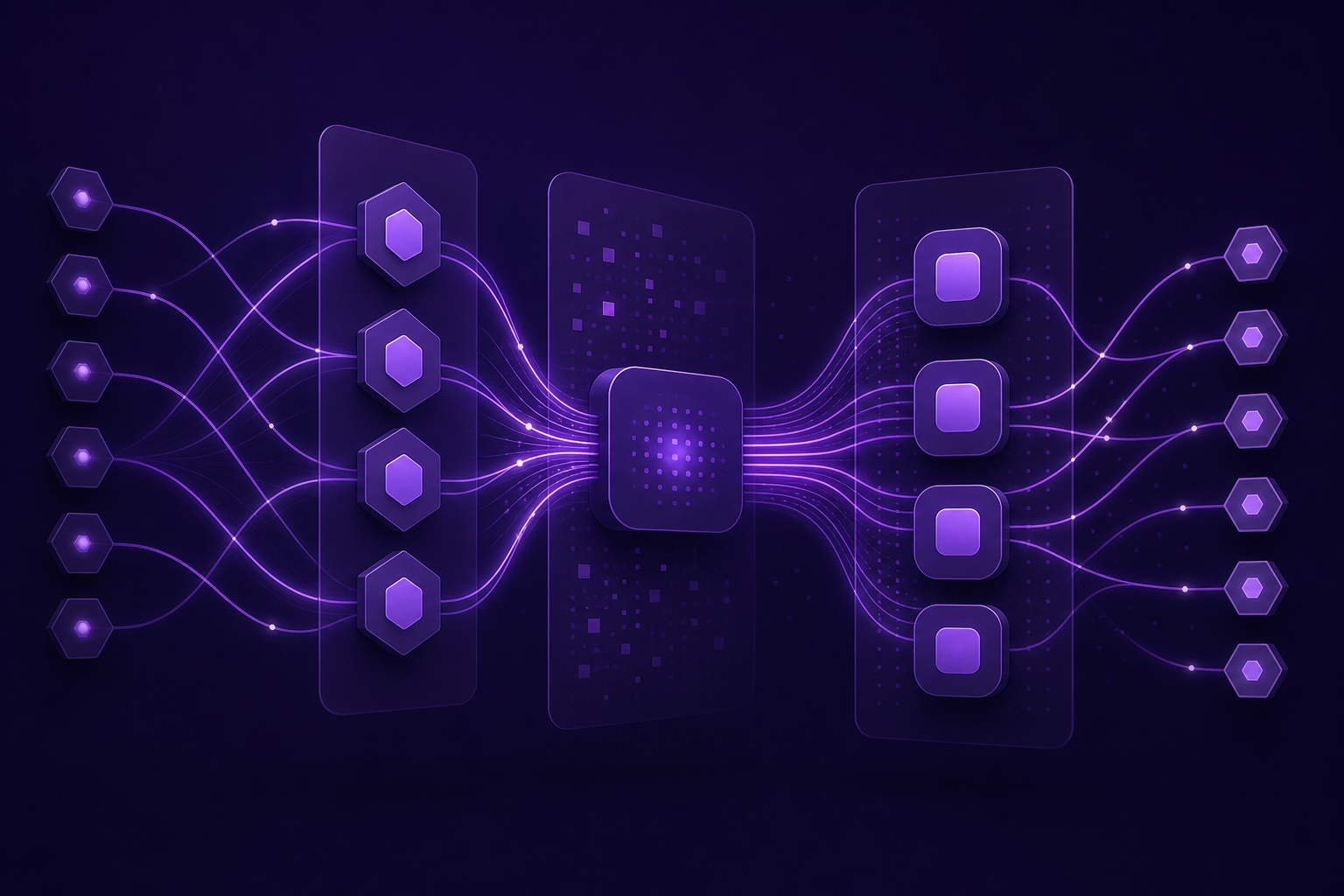 Records flowing through transformation stages into a new system